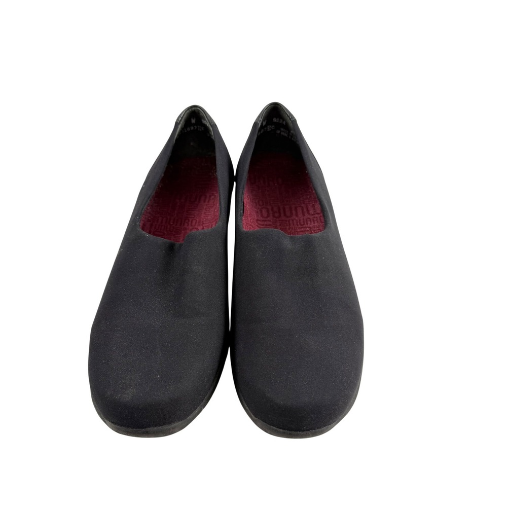 Munro Traveler‎ Black Stretch Fabric Slip On Comfort Shoes Flat Womens 7 W